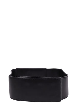 Stella McCartney black wide vegan leather waist belt