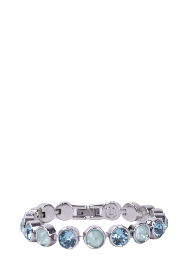 Tiffany & Co. silver-tone bracelet with round blue crystal stones in alternating shades