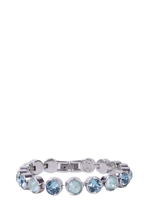 Tiffany & Co. silver-tone bracelet with round blue crystal stones in alternating shades