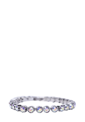 Swarovski silver-tone bracelet with round iridescent crystal stones in a line design