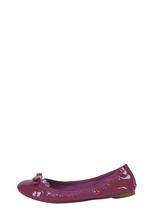 Tory Burch bordeaux patent leather ballet flats bow front
