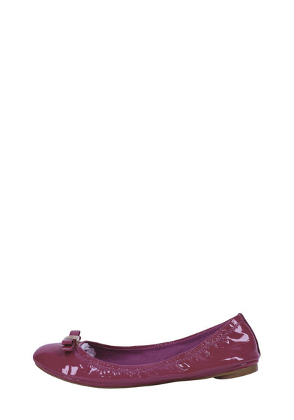 Tory Burch bordeaux patent leather ballet flats bow front