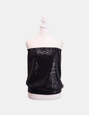 Michael Kors black strapless sequin tube top with sparkle detailing

