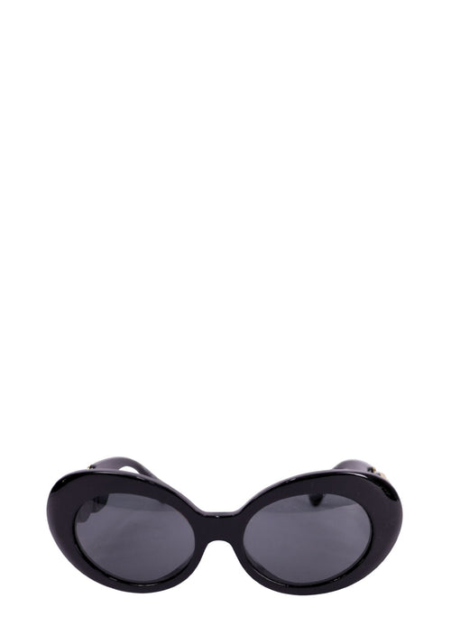 Versace black oversized sunglasses with Medusa logo and crystal detail